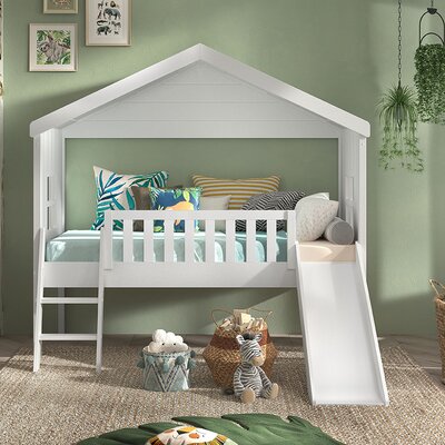 Housebed huisbed met glijbaan 90 x 200 cm Wit