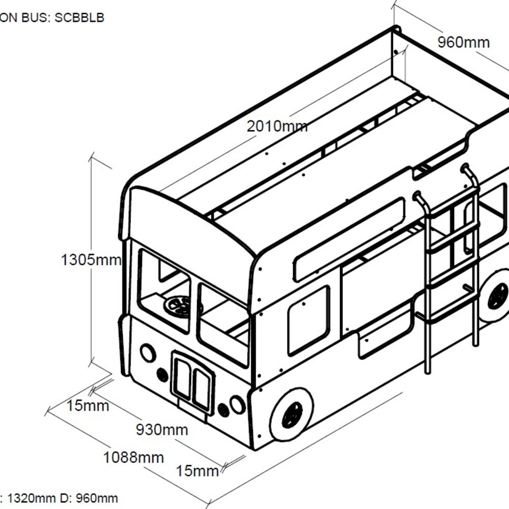 Carbeds london bus stapelbed 90 x 200 cm Rood