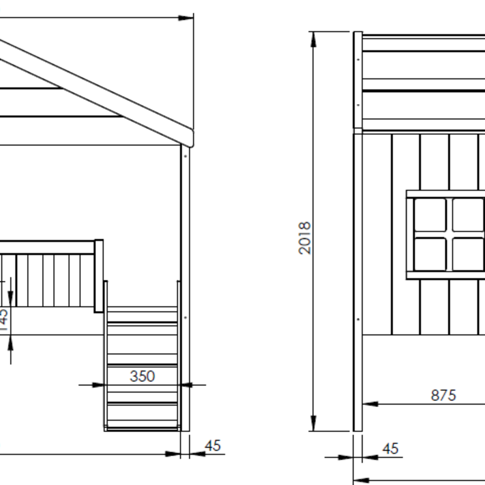 Housebed huisbed met glijbaan 90 x 200 cm Wit