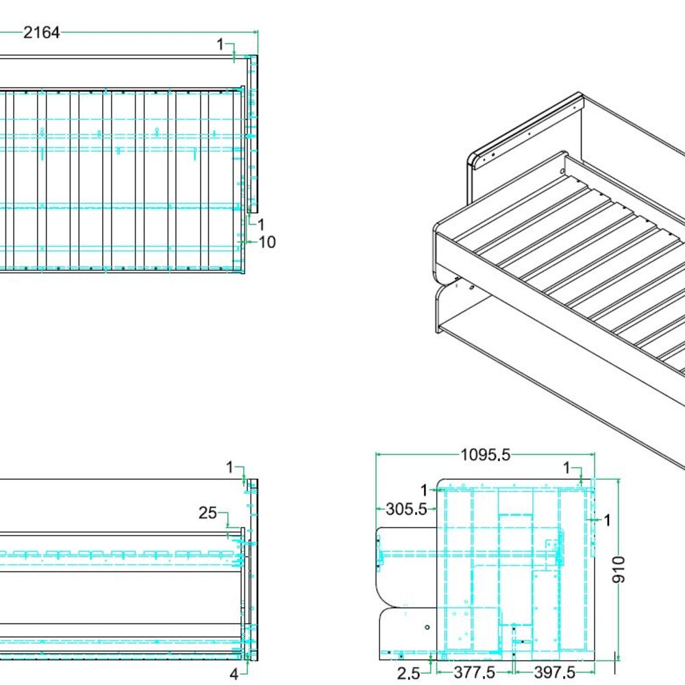 Denver bureaubed 90 x 200 cm Wit Denver bureaubed 90 x 200 cm Wit