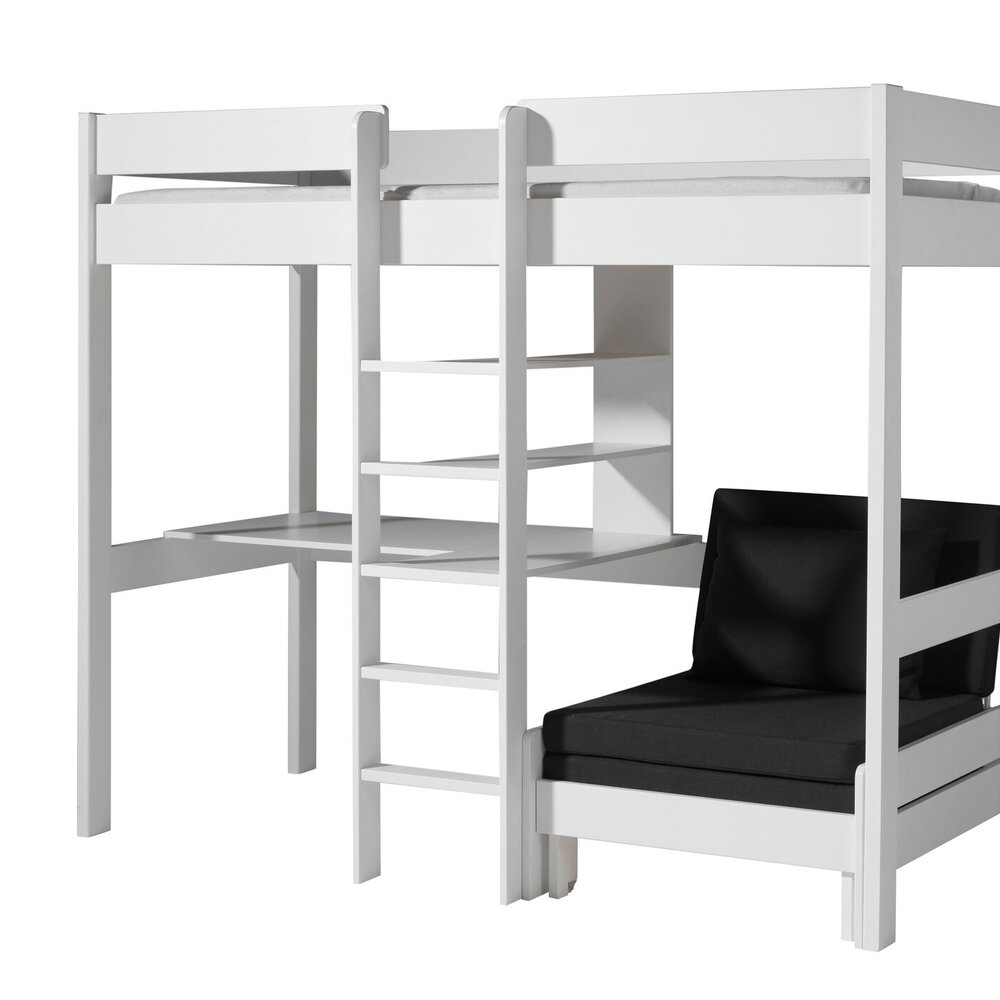 Pino mezzanine bed met zetelbed 90 x 200 cm Wit