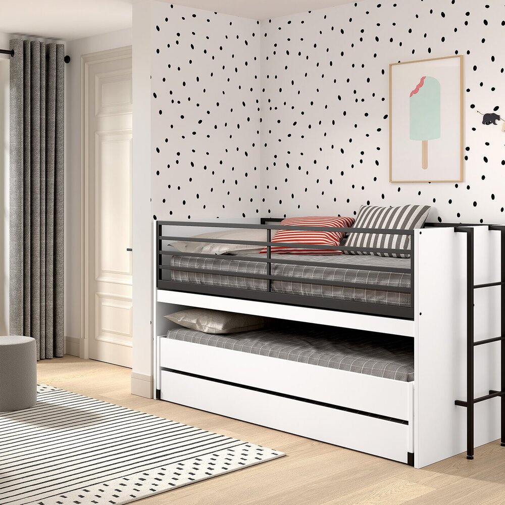 Sam halfhoogslaper (86) 90 x 200 cm Wit/zwart