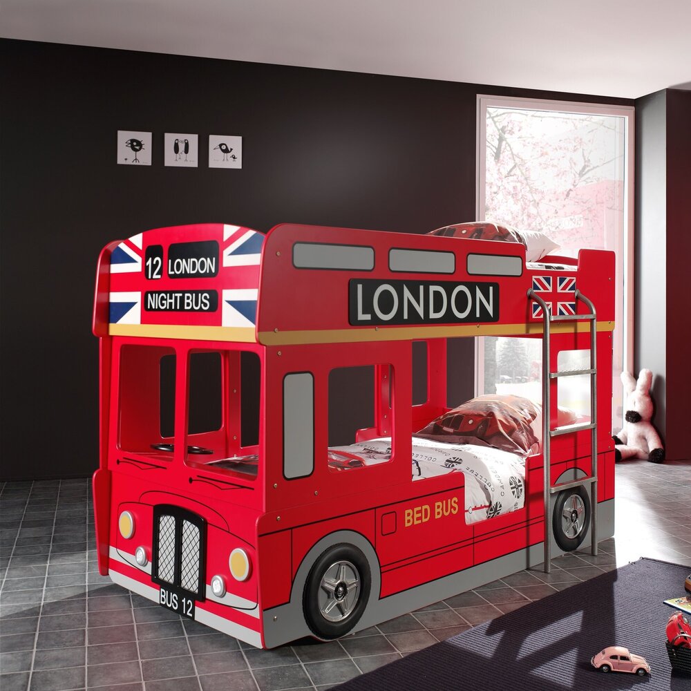 Carbeds london bus stapelbed 90 x 200 cm Rood