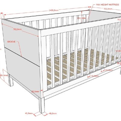 Eva baby-/peuterbed 70 x 140 cm Wit