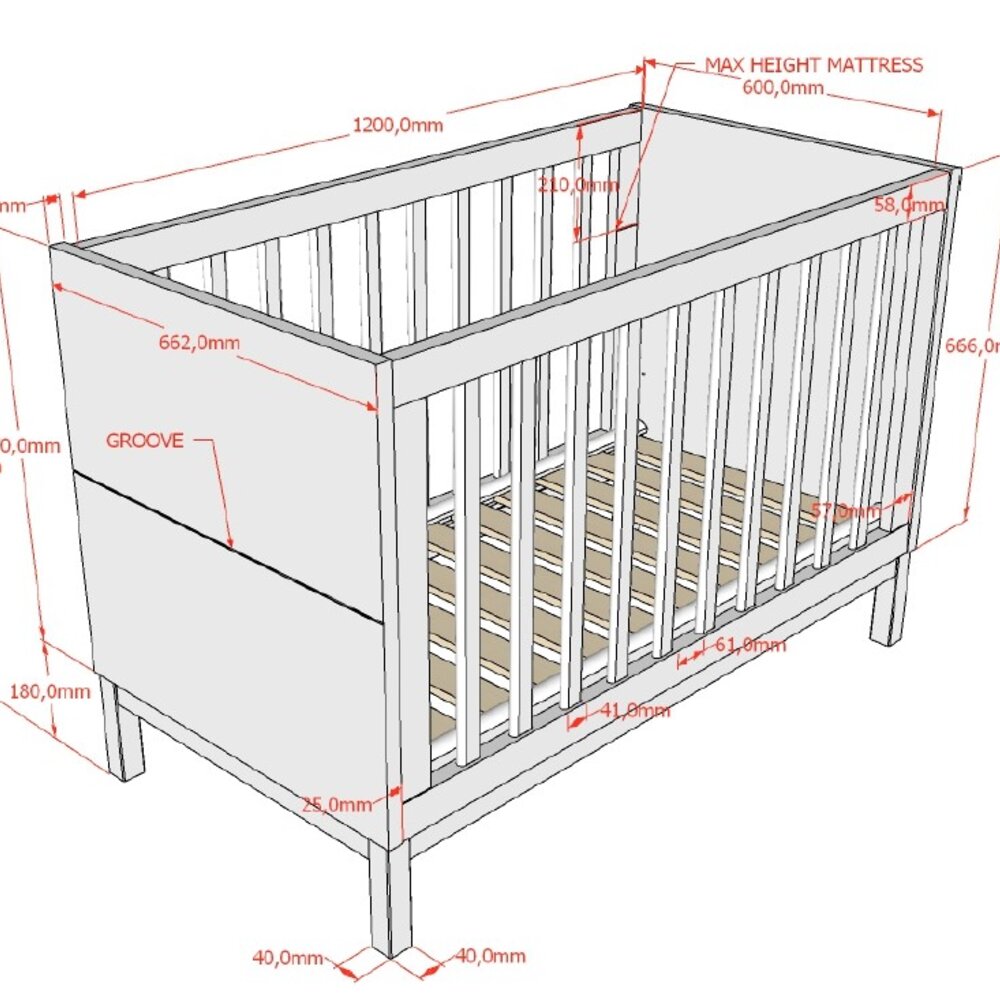Eva babybed 60 x 120 cm Wit Eva babybed 60 x 120 cm Wit