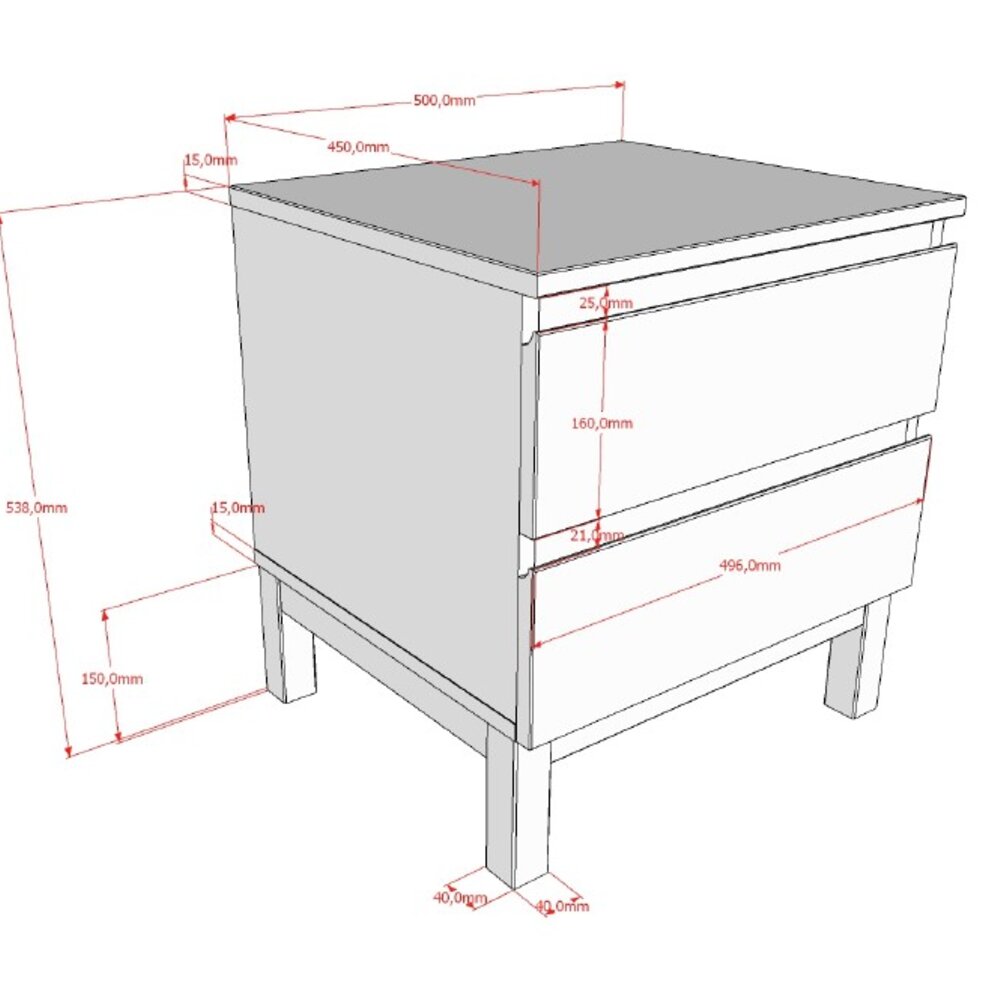 Eva nachttafel Wit Eva nachttafel Wit