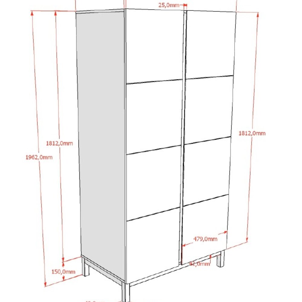 Eva 2 deurs kleerkast Wit Eva 2 deurs kleerkast Wit