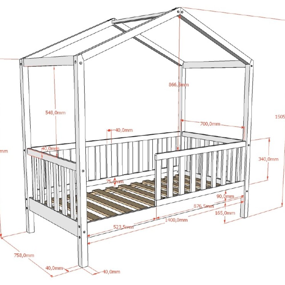 Dallas peuter huisbed 70 x 140 cm Antraciet