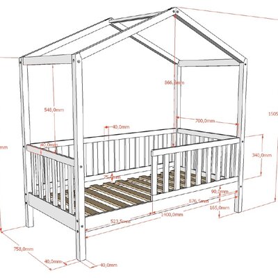 Dallas peuter huisbed 70 x 140 cm Antraciet