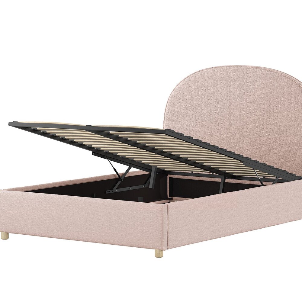 Moon storage bed 140 x 200 cm bouclé Roze