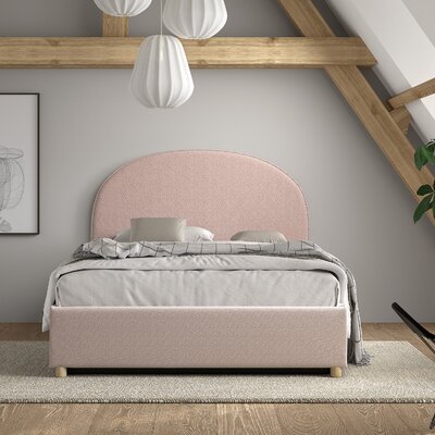 Moon storage bed 140 x 200 cm bouclé Roze