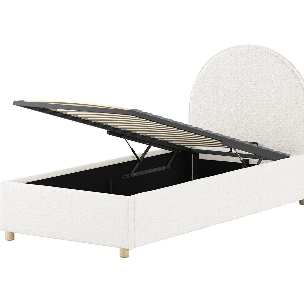 Moon storage bed 90 x 200 cm bouclé Wit