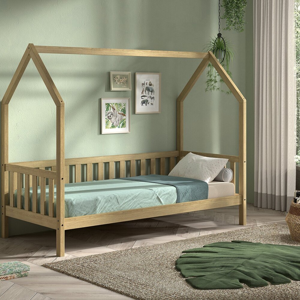 Cabane Nature huisbed met hekje 90 x 200 cm Eik