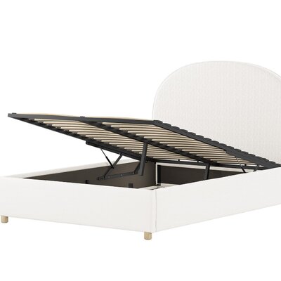 Moon storage bed 140 x 200 cm bouclé Wit