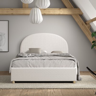 Moon storage bed 140 x 200 cm bouclé Wit