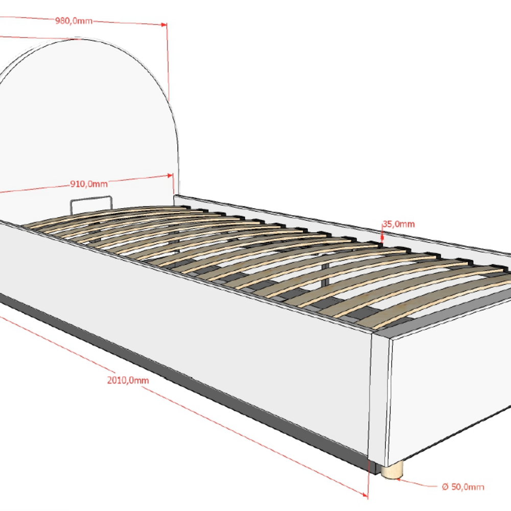 Moon storage bed 90 x 200 cm bouclé Wit