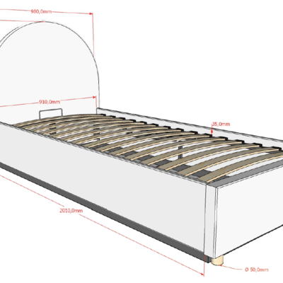 Moon storage bed 90 x 200 cm bouclé Wit