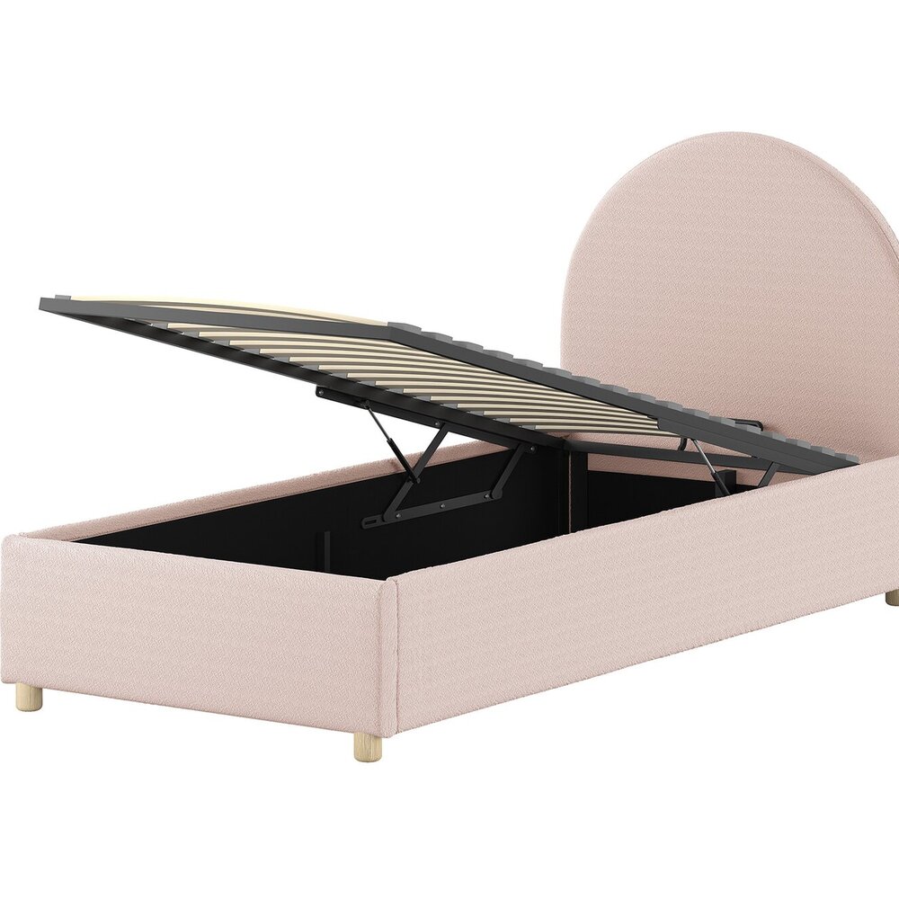 Moon storage bed 90 x 200 cm bouclé Roze