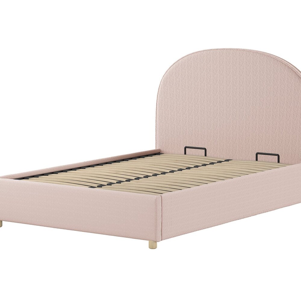 Moon storage bed 140 x 200 cm bouclé Roze