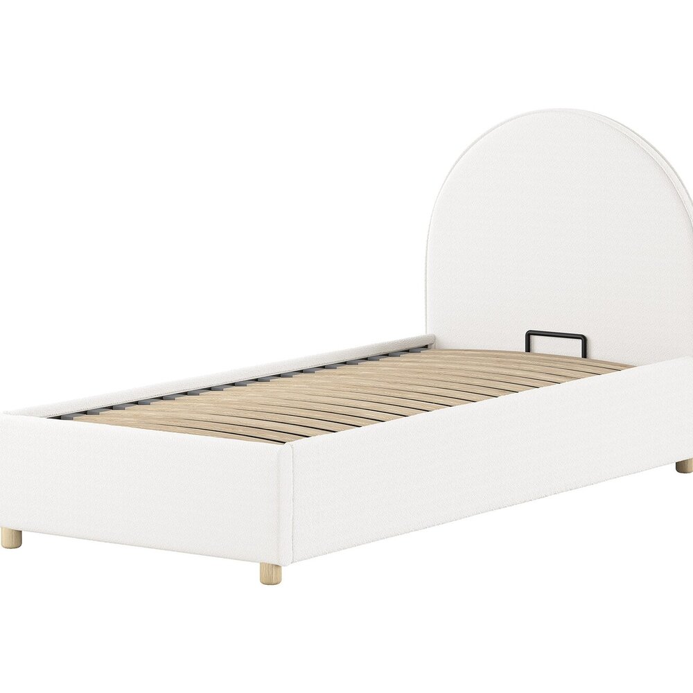 Moon storage bed 90 x 200 cm bouclé Wit