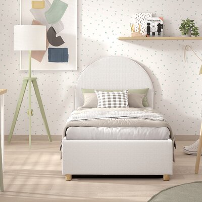 Moon storage bed 90 x 200 cm bouclé Wit