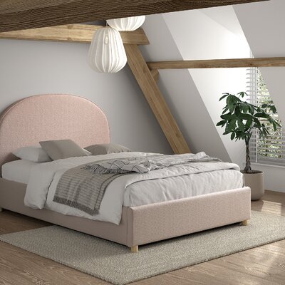 Moon storage bed 140 x 200 cm bouclé Roze