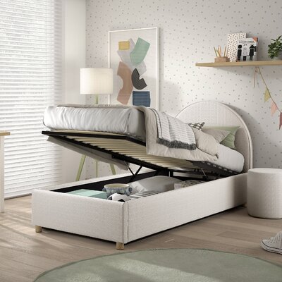 Moon storage bed 90 x 200 cm bouclé Wit