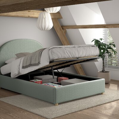 Moon storage bed 140 x 200 cm bouclé Muntgroen