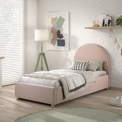 Moon storage bed 90 x 200 cm bouclé Roze