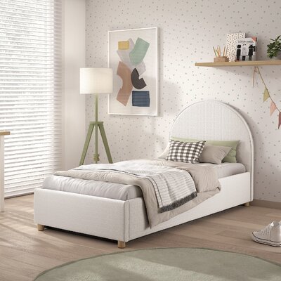 Moon storage bed 90 x 200 cm bouclé Wit