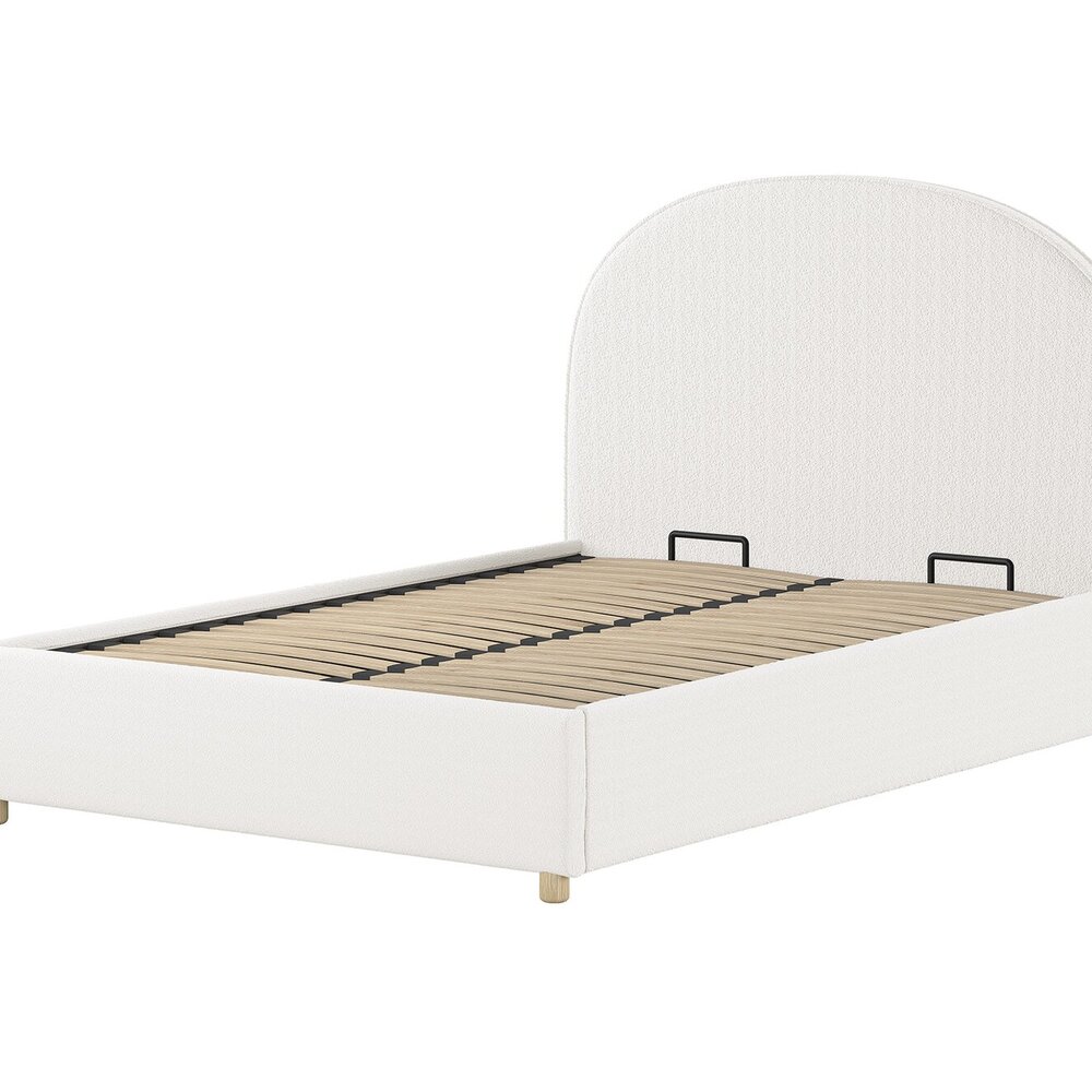 Moon storage bed 140 x 200 cm bouclé Wit