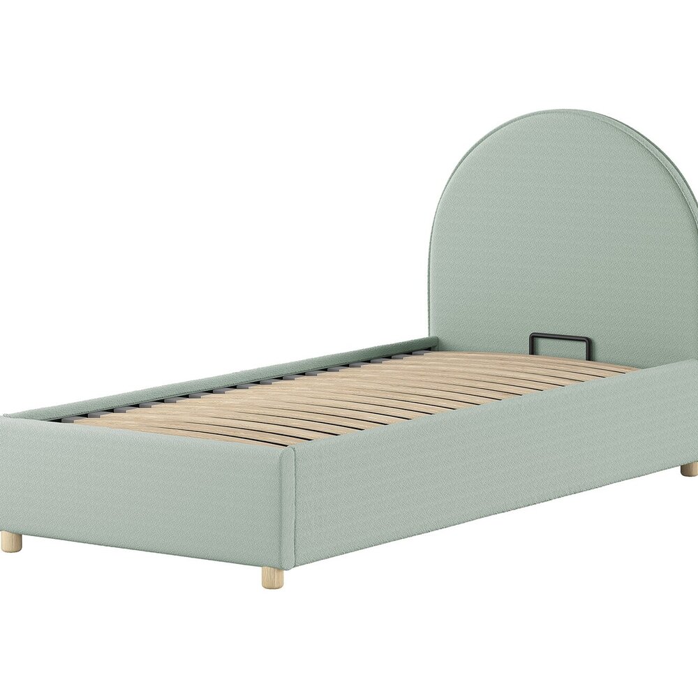 Moon storage bed 90 x 200 cm bouclé Muntgroen