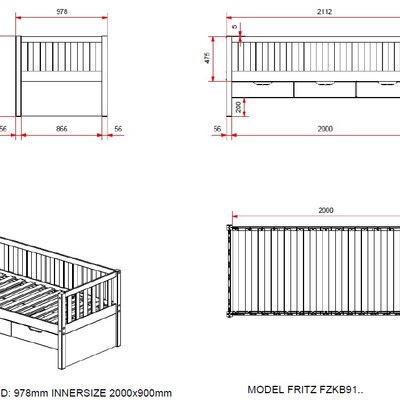 Fritz kajuitbed (91) 90 x 200 cm Milky pine