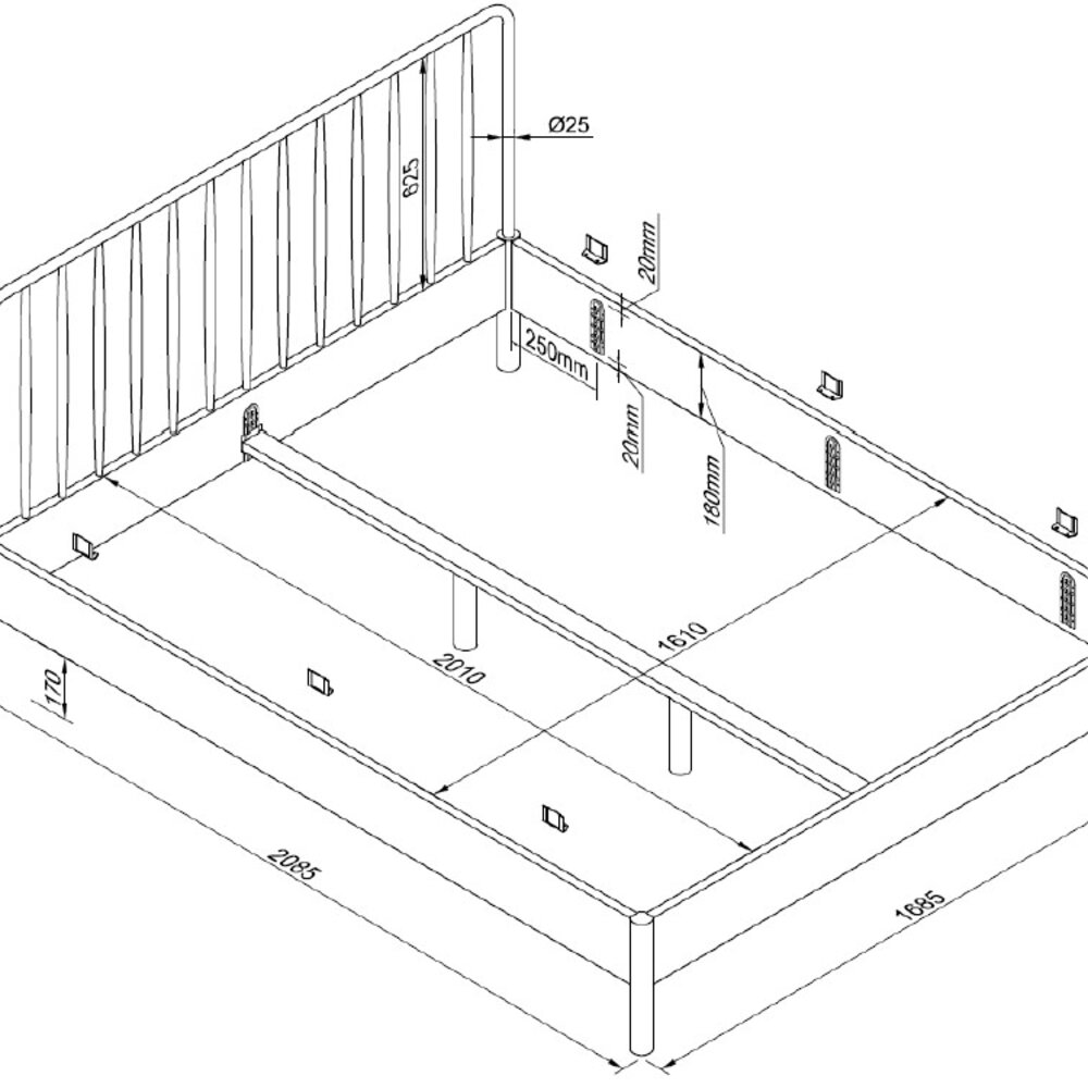 Olive bed 160 x 200 cm spindle eik Eik