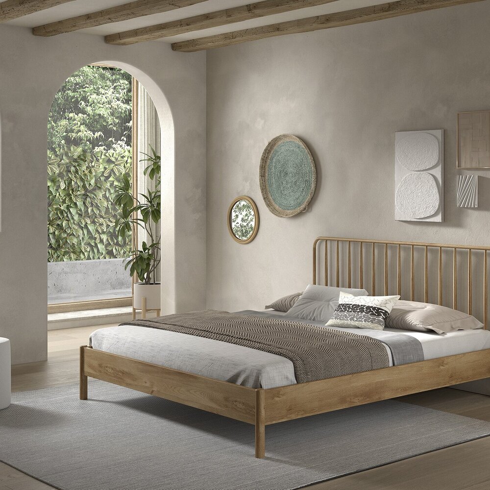 Olive bed 180 x 200 cm spindle Eik