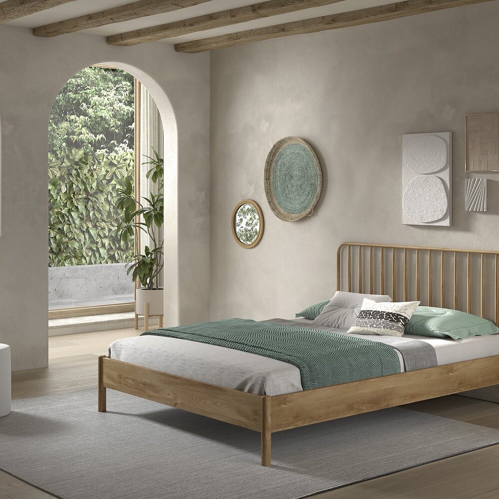 Olive bed 160 x 200 cm spindle eik Eik