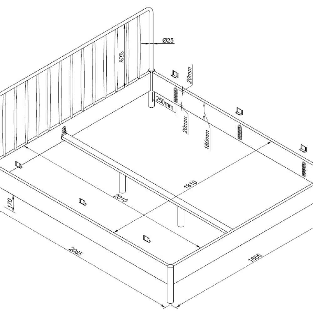 Olive bed 180 x 200 cm spindle Eik