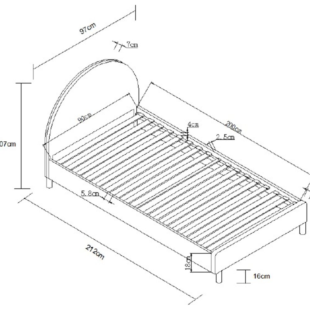 Moon bed 90 x 200 cm bouclé Roze