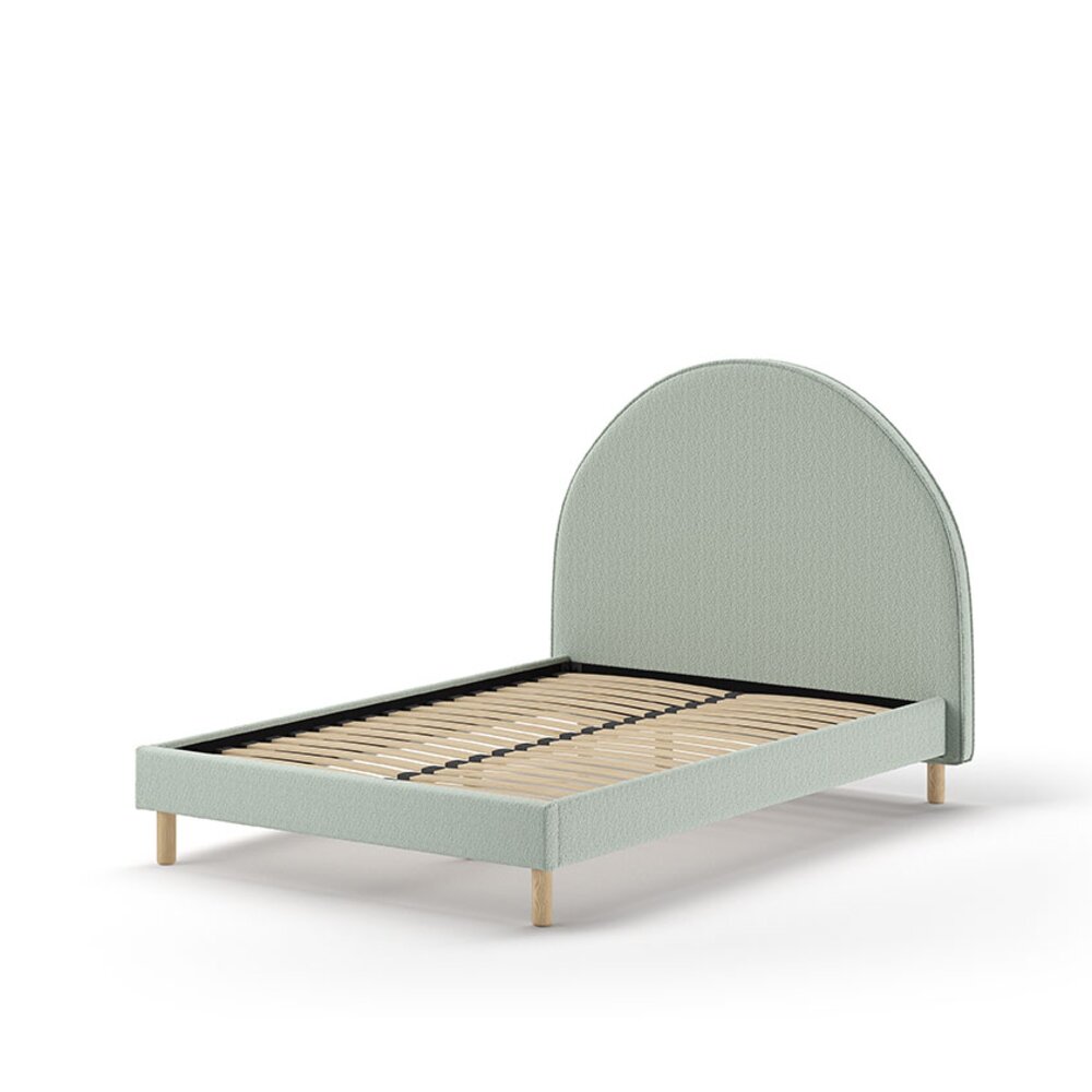 Moon bed 140 x 200 cm bouclé Olijfgroen