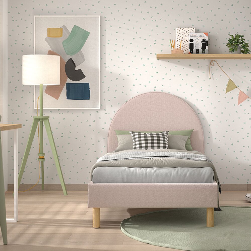 Moon bed 90 x 200 cm bouclé Roze