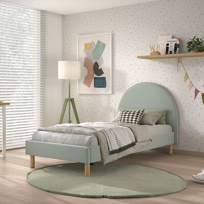 Moon bed 90 x 200 cm bouclé Olijfgroen