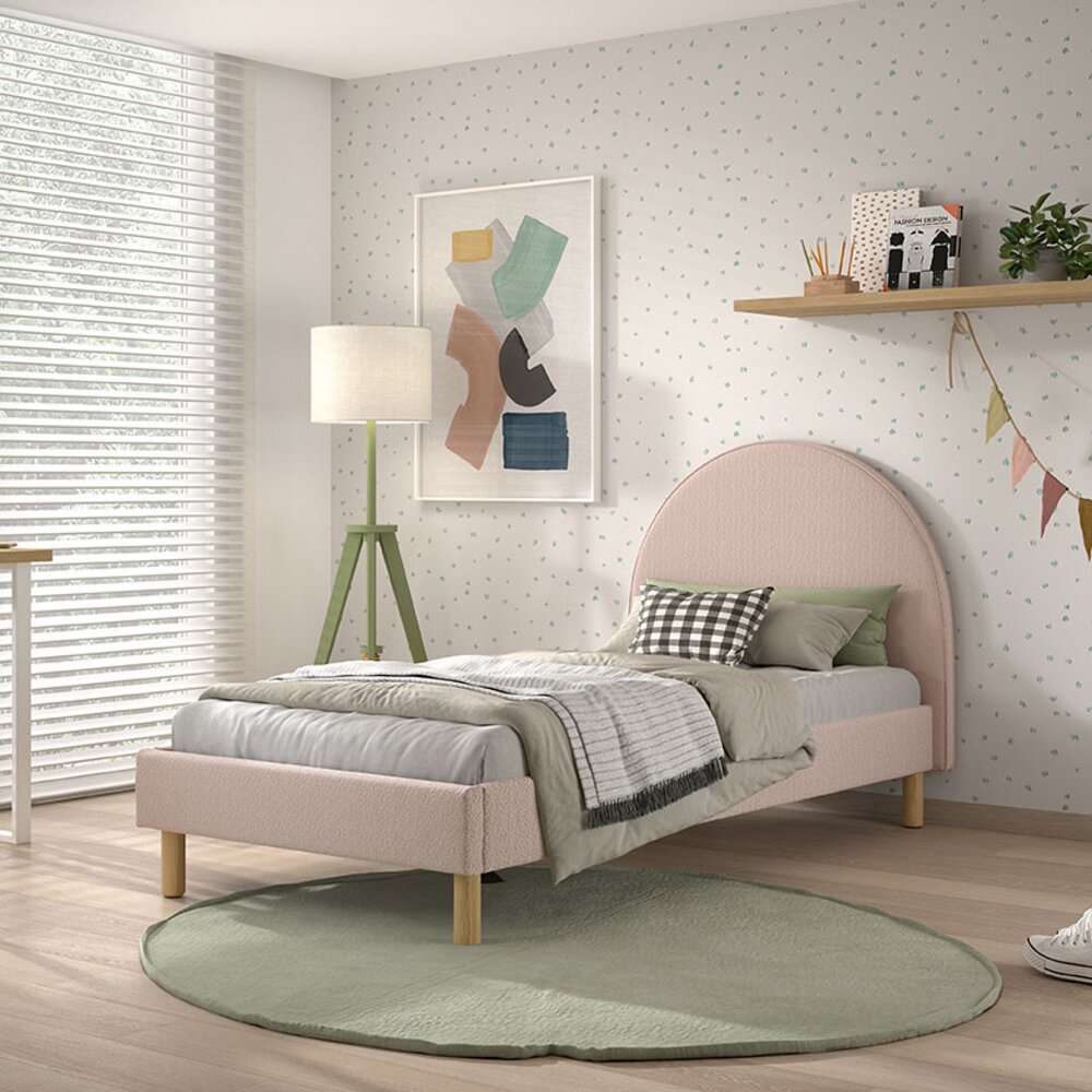 Moon bed 90 x 200 cm bouclé Roze