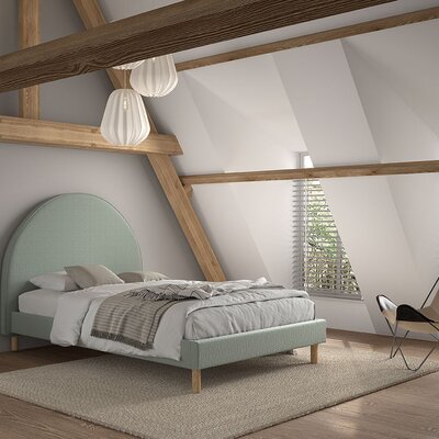 Moon bed 140 x 200 cm bouclé Olijfgroen