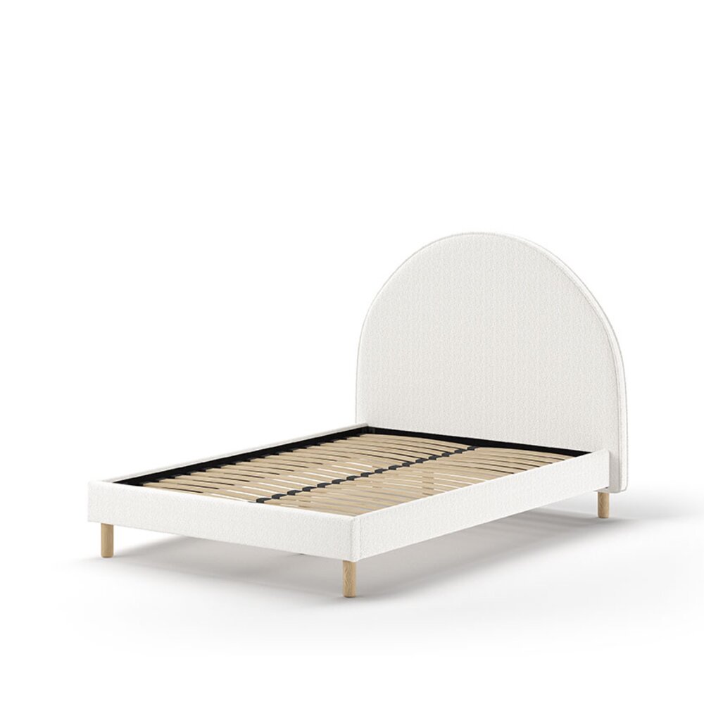 Moon bed 140 x 200 cm bouclé Wit