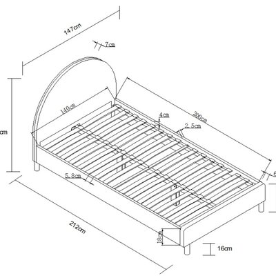 Moon bed 140 x 200 cm bouclé Roze Moon bed 140 x 200 cm bouclé Roze