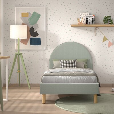 Moon bed 90 x 200 cm bouclé Olijfgroen