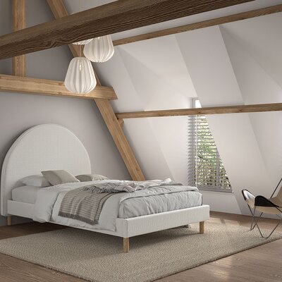 Moon bed 140 x 200 cm bouclé Wit