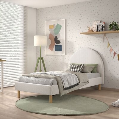 Moon bed 90 x 200 cm bouclé Wit