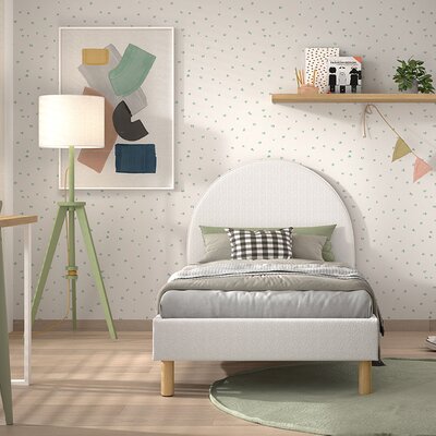 Moon bed 90 x 200 cm bouclé Wit