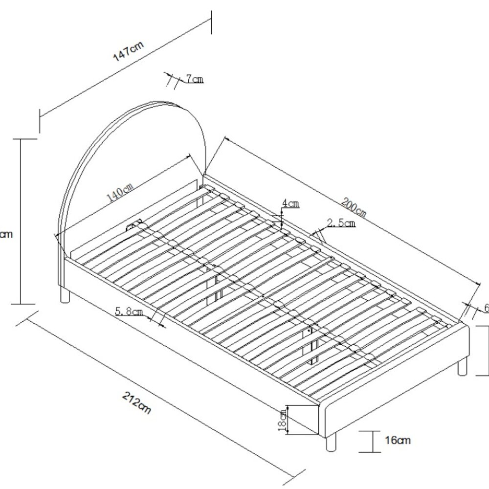 Moon bed 140 x 200 cm bouclé Wit